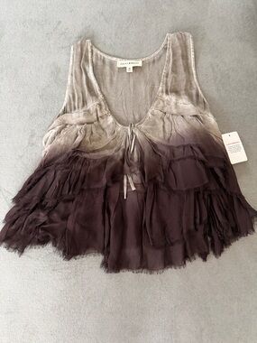 Lucky Brand Taupe to Plum Ombre Ruffle Camisole